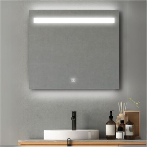 Espejo LED rectangular L60/80cm de vidrio plateado NOVA LUX