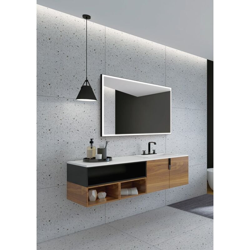 Miroir de salle de bain led - Miroir rétroéclairé, Triled - Capteur Anti-buée/On-Off Froid/Naturel/Blanc Chaud, Cadre aluminium Noir 120X80 cm