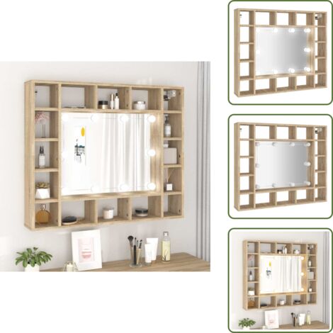 Espejo LED - vidaXL Mueble con espejo y LED color roble Sonoma 91x15x76,5 cm - Mueble de pared