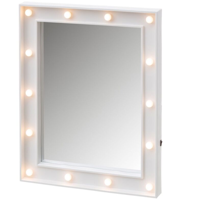

Espejo luces vintage blanco led de 49x39 cm