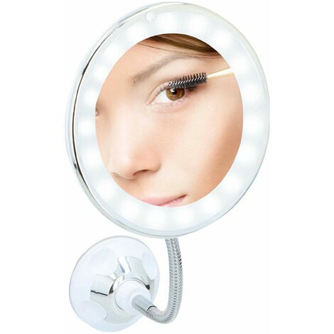 Espejo de maquillaje iluminado con 16 luces LED, rotación de 180 grados,  espejo iluminado con pantalla táctil, brillo ajustable, espejo de  escritorio
