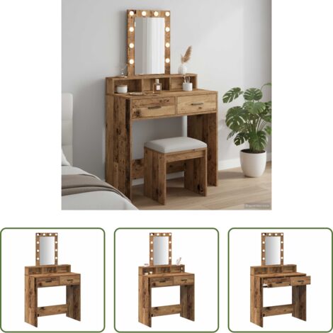 Espejo -  Mesa de tocador Marrón 79 x 41 x 140 cm Madera contrachapada
