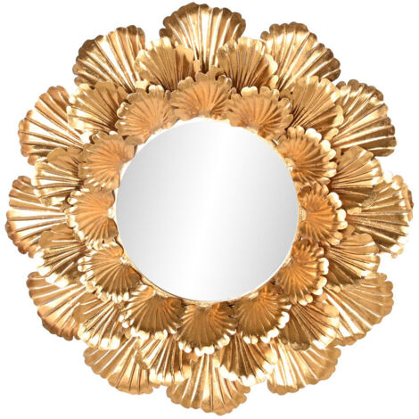 Espejo Metal 76,5X8X76,5 Hoja Dorado