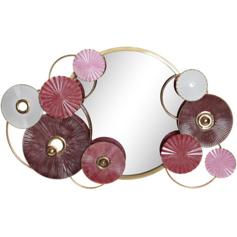 Espejo Metal Espejo 116X8X71 Circulos Rosa Oscuro ES181040