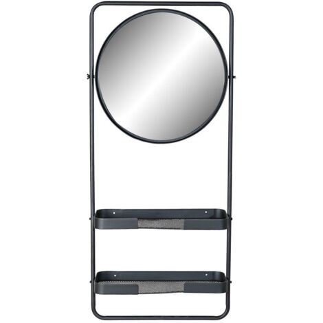 Espejo Metal Espejo 55X20X120 2 Estantes Negro ES183140