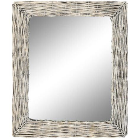 Espejo Mimbre Cristal 52,5X4X63 Trenzado Gris ES198928