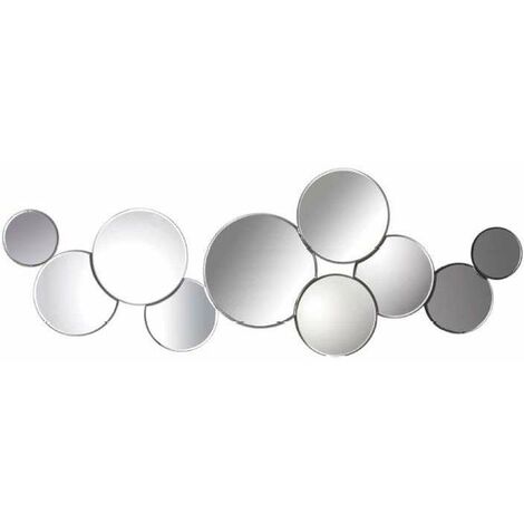 Espejo moderno alargado en acabado color plata, 90cm(ancho) 90cm(altura) 2cm(fondo).