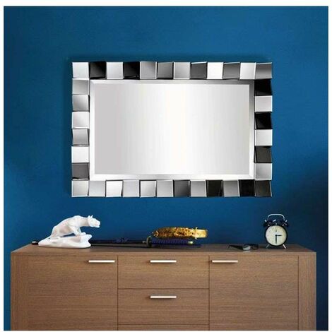 Espejo moderno rectangular en acabado color plata 60cm(ancho) 89.6cm(altura) 4.5cm(fondo)