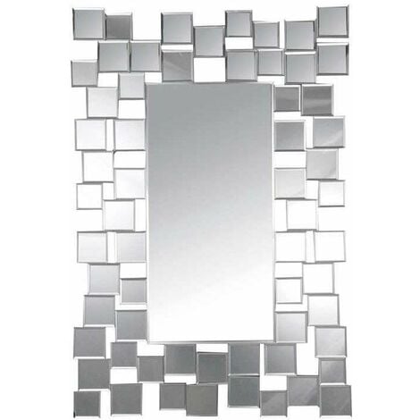 Espejo moderno rectangular en color plata 61 cm(ancho) 90 cm(altura) 2 cm(fondo) Color PLATA