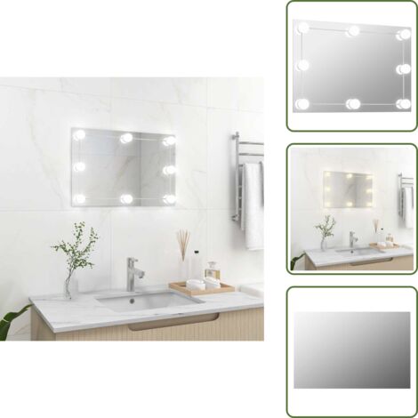 Espejo moderno - vidaXL Espejo de pared con luces LED rectangular de vidrio - Espejo con luz cálida y fría