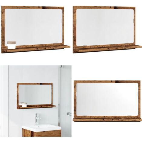 Espejo mueble de baño madera ingeniería envejecida 60x11x37 cm - Mueble de baño - Armario con espejo