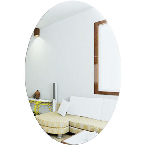 Espejo ovalado 3D autoadhesivo / Acrílico plateado / 17 × 27 cm / Decoración de pared para el hogar