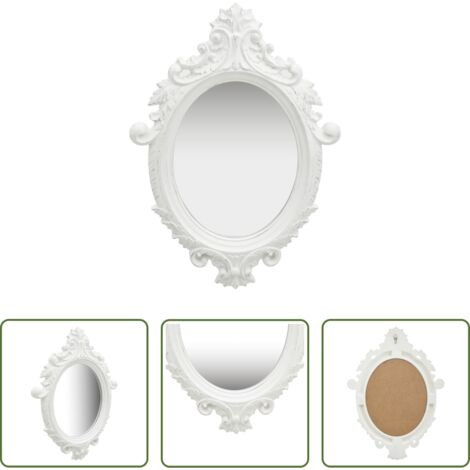 Espejo ovalado -  Espejo de pared estilo castillo blanco 56x76 cm
