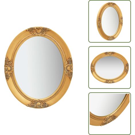 Espejo ovalado - vidaXL Espejo de pared estilo barroco dorado 50x60 cm - Espejo de madera