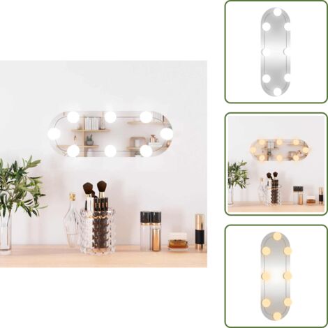 Espejo ovalado - vidaXL Espejo de pared ovalado con luces LED vidrio 15x40 cm - Espejo con luz cálida
