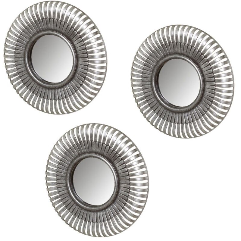 

Set de 3 espejos de pared modernos plateados de plástico