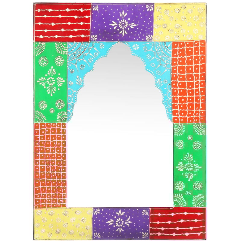 

vidaXL Espejo pintado a mano de madera maciza de mango 40x55 cm - Multicolor