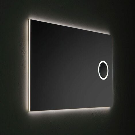 ESPEJO RECTANGULAR DE 120X70 CM CON LUPA REVERSIBLE CON RETROILUMINACIÓN LED