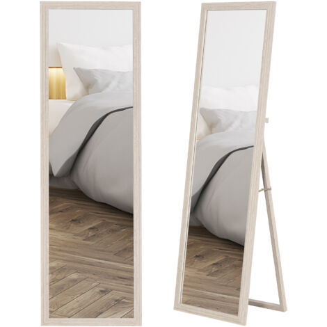 Espejo rectangular de cuerpo entero  160 x 50 cm  Blanco  Dormitorio y salón  Versátil y decorativo