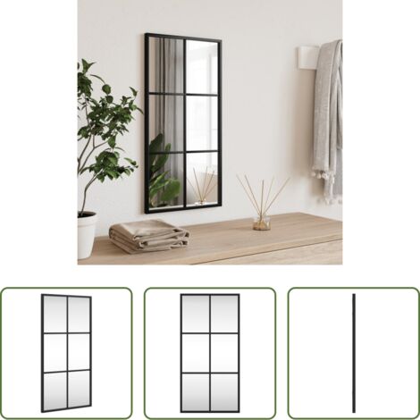 Espejo rectangular -  Espejo de pared rectangular de hierro negro 30x60 cm
