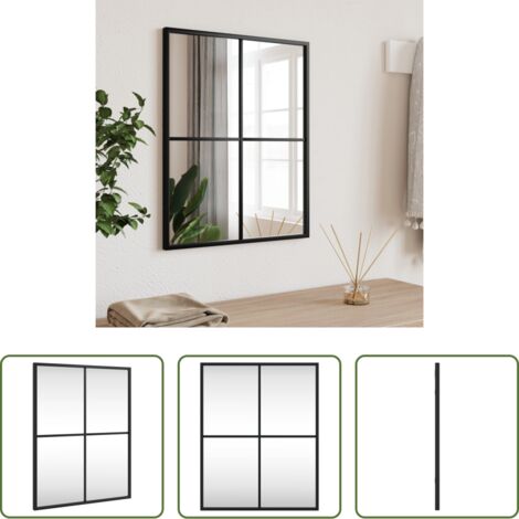 Espejo rectangular -  Espejo de pared rectangular de hierro negro 40x50 cm