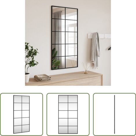 Espejo rectangular -  Espejo de pared rectangular de hierro negro 50x100 cm