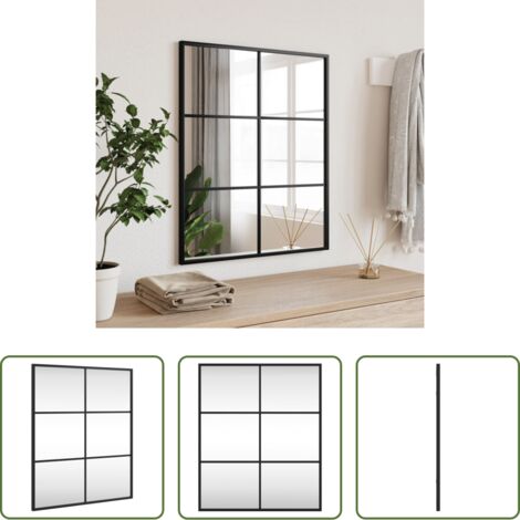 Espejo rectangular -  Espejo de pared rectangular de hierro negro 50x60 cm