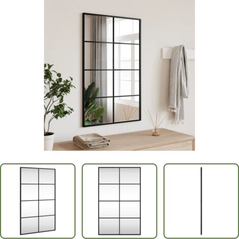 Espejo rectangular -  Espejo de pared rectangular de hierro negro 50x80 cm