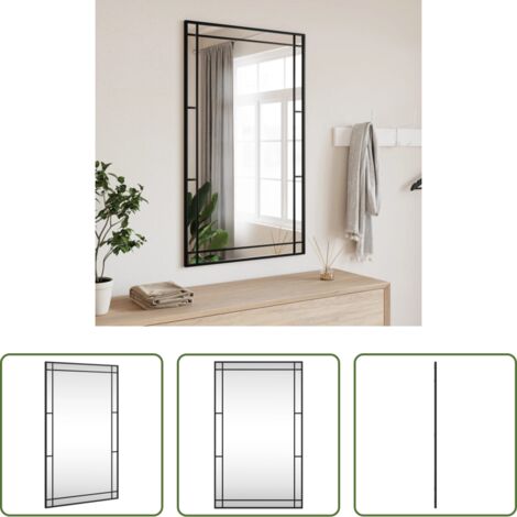 Espejo rectangular -  Espejo de pared rectangular de hierro negro 60x100 cm