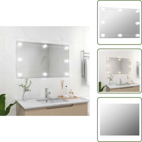 Espejo rectangular - vidaXL Espejo de pared sin marco con luces LED rectangular de vidrio - Espejo sin marco