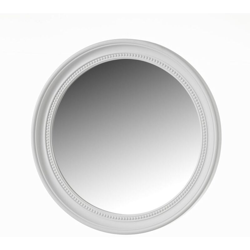 

Lolahome - Espejo redondo blanco de cristal y plástico de Ø 58 cm