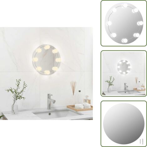 Espejo redondo - vidaXL Espejo de pared sin marco con luces LED redondo de vidrio - Espejo con luz