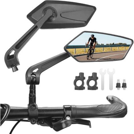 Espejo retrovisor gran angular HD para bicicleta, ajustable 360° para manillar de 20-24 mm, para bicicletas de montaña, motos y scooters eléctricos - INHHUB