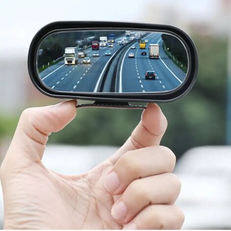Espejo retrovisor para coche de cristal HD, ayuda adicional para aparcar, ángulo de giro ajustable, espejo para puntos ciegos, gran angular de 360°, color negro