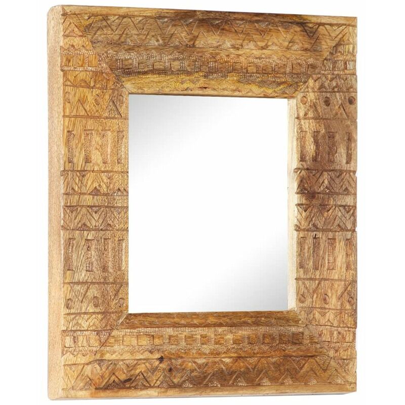 

Espejo tallado a mano madera maciza de mango 50x50x11 cm