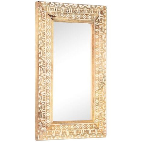Espejo tallado a mano madera maciza de mango 80x50x2,6 cm