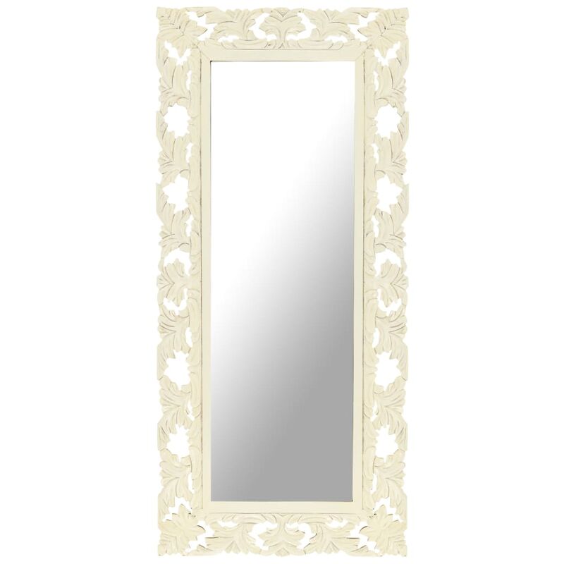 

Espejo tallado a mano madera maciza de mango blanco 110x50 cm - Blanco