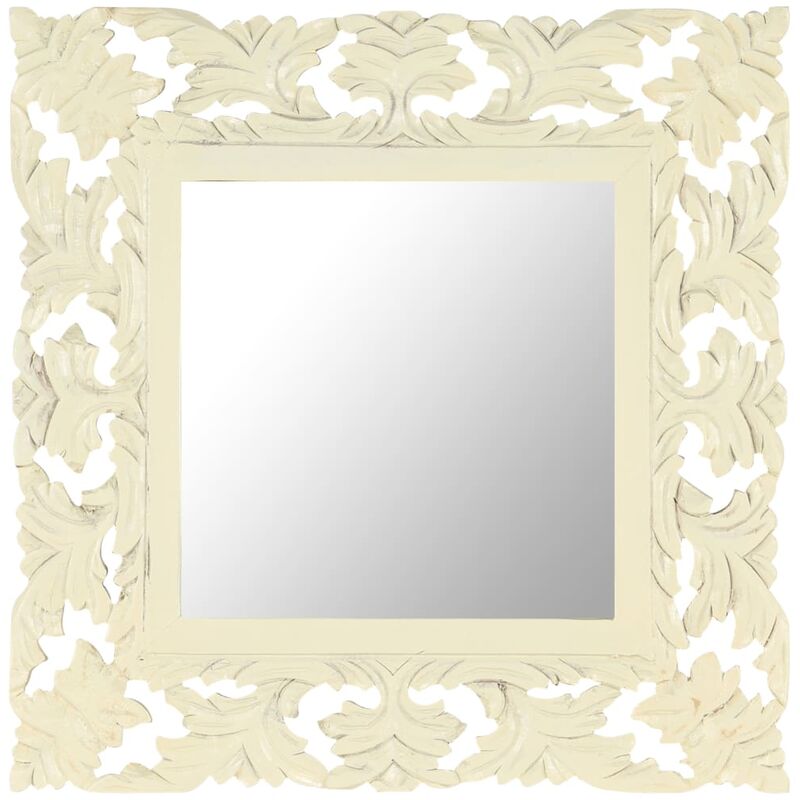 

Espejo tallado a mano madera maciza de mango blanco 50x50 cm