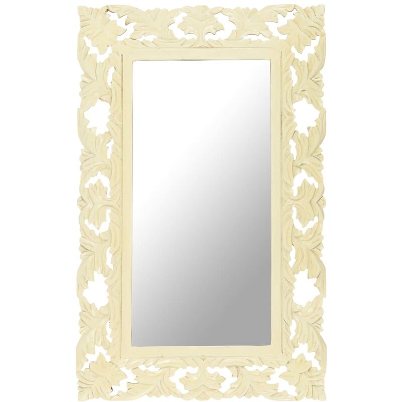 

Espejo tallado a mano madera maciza de mango blanco 80x50 cm