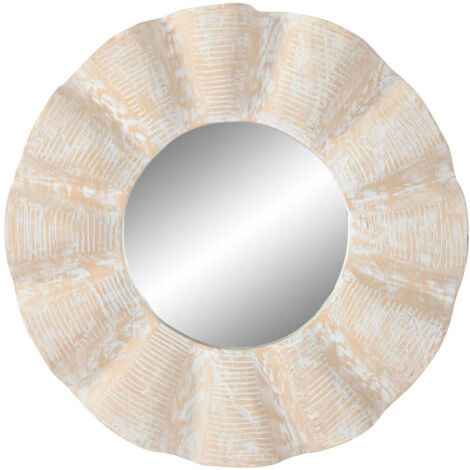 Espejo Teca 76X7X76 Tallado Decape Blanco