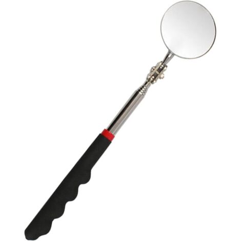 Espejo telescópico, espejo de inspección ajustable, espejo de inspección, espejo de inspección giratorio 360 grados, telescópico hasta 73 cm, mango antideslizante negro, para reparación de automóviles