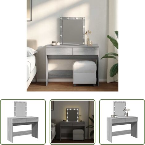Espejo -  Tocador con luces LED color gris Sonoma 100x40x130 cm