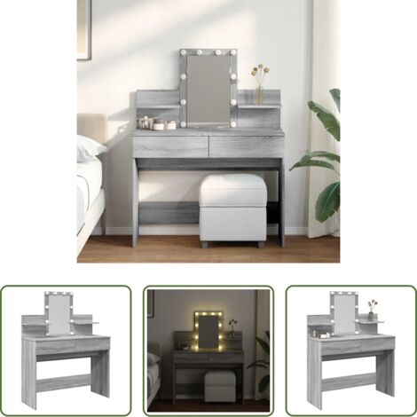 Espejo -  Tocador con luces LED color gris Sonoma 100x40x130 cm