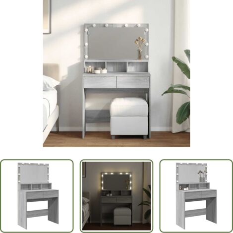Espejo -  Tocador con luces LED color gris Sonoma 80x41x134,5 cm