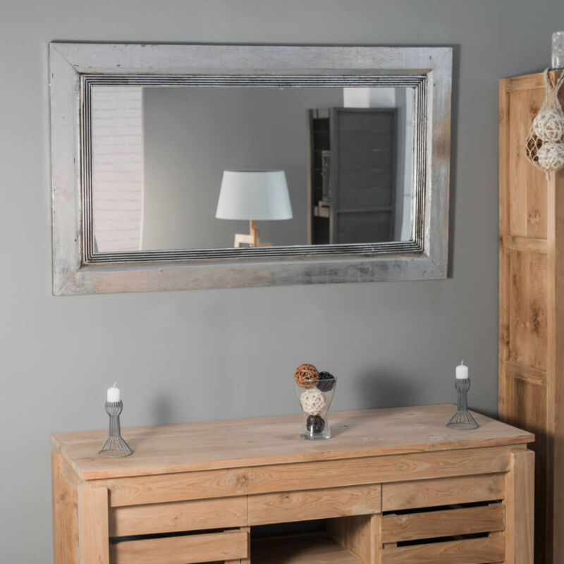 

Espejo Venecia de madera con pátina plateado 140 x 80 cm