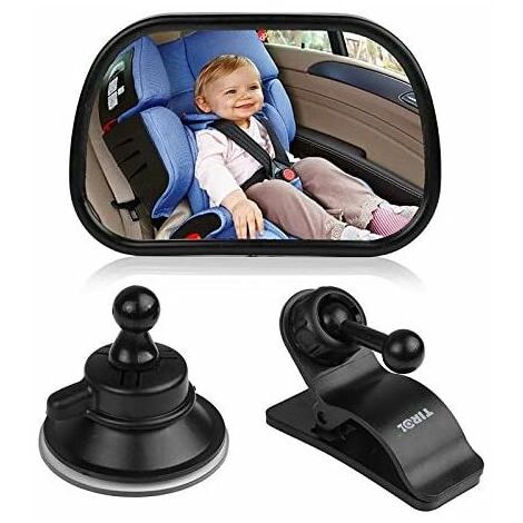 Espejos de coche para bebé Espejo de coche para asiento trasero de bebé, espejo retrovisor de coche de bebé más seguro para ver a los bebés mirando hacia atrás, 2 formas de instalar