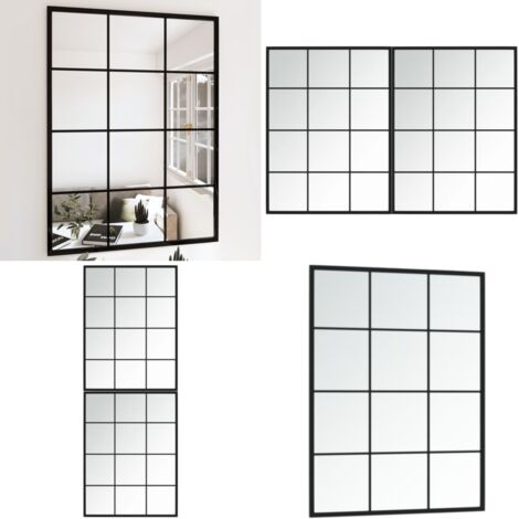 Espejos de pared 2 uds metal negro 80x60 cm - Espejos decorativos - Espejos de maquillaje