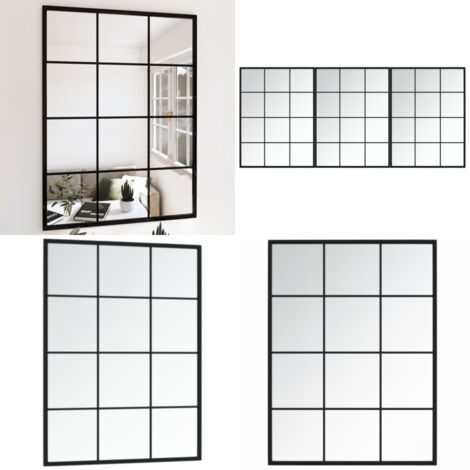 Espejos de pared 3 uds metal negro 80x60 cm - Espejos decorativos - Espejos de baño