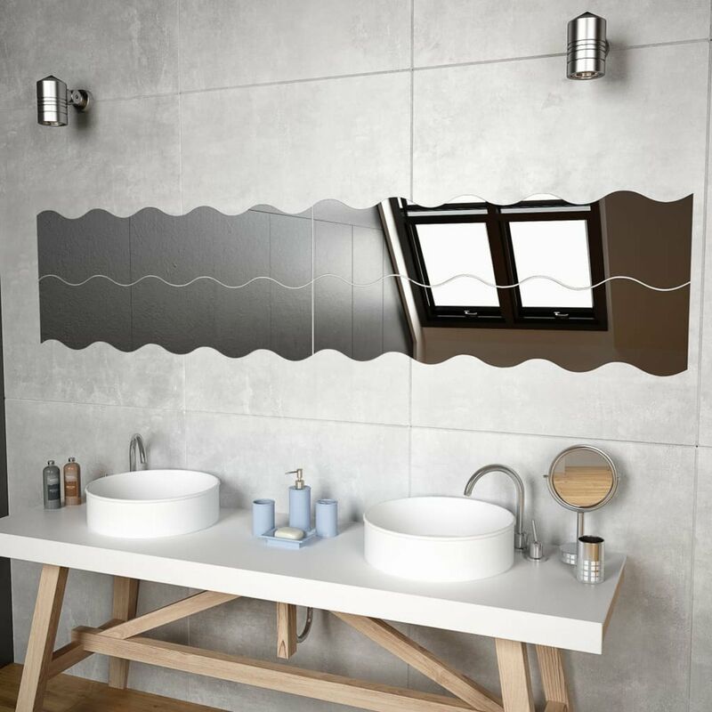 

Espejos de pared vidrio ondulado 100x23 cm 4 unidades