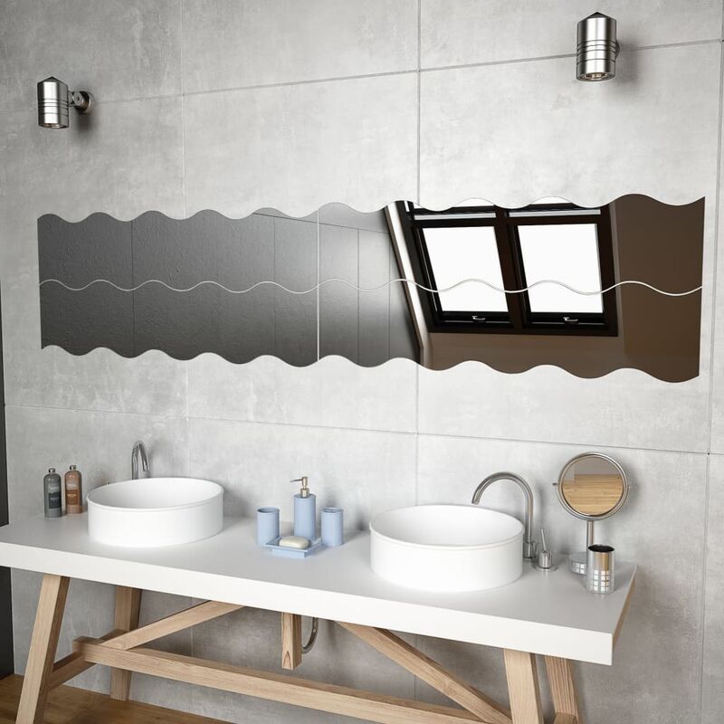 

Espejos de pared vidrio ondulado 110x23 cm 4 unidades